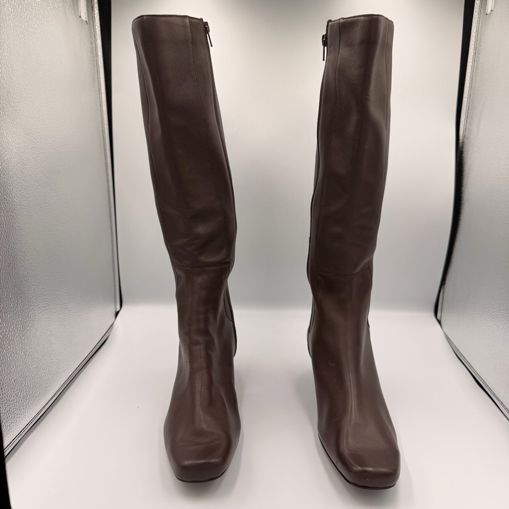 Chadwicks Leather Chocolate Brown Knee High Low Heel Square Toe Classic Boot 11 - Picture 4 of 11